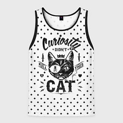 Майка-безрукавка мужская Curiosity Cat, цвет: 3D-черный