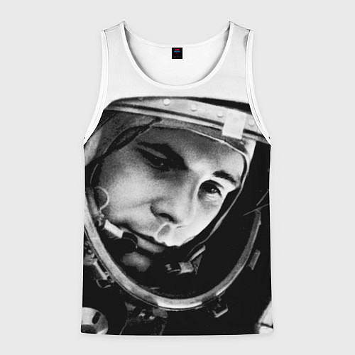 Мужская майка без рукавов Гагарин космонавт / 3D-Белый – фото 1