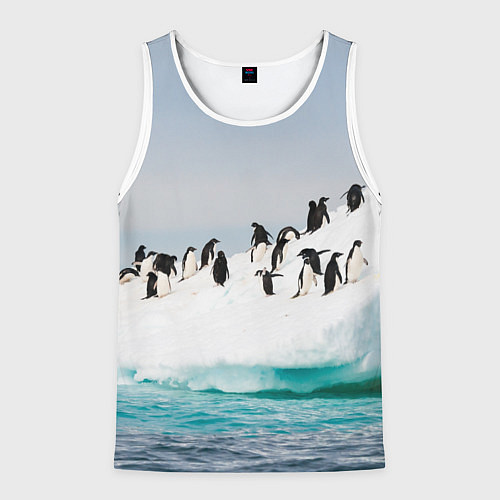 Мужская майка без рукавов Пингвины на айсберге / 3D-Белый – фото 1