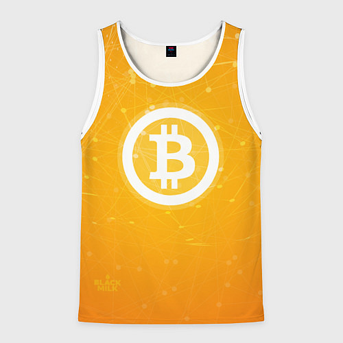 Мужская майка без рукавов Bitcoin Orange / 3D-Белый – фото 1