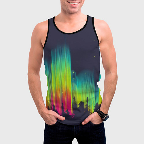 Мужская майка без рукавов Северное сияние / 3D-Черный – фото 3