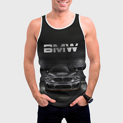 Майка-безрукавка мужская BMW серебро, цвет: 3D-белый — фото 2