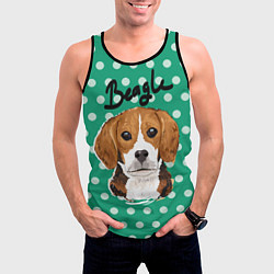 Майка-безрукавка мужская Beagle Face, цвет: 3D-черный — фото 2