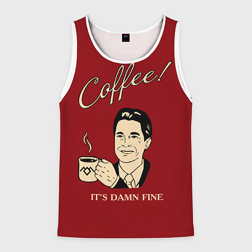 Мужская майка без рукавов Coffee: it's damn fine / 3D-Белый – фото 1