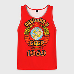 Майка-безрукавка мужская Сделано в 1969 СССР, цвет: 3D-красный