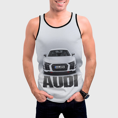 Мужская майка без рукавов Audi серебро / 3D-Черный – фото 3