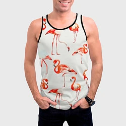 Майка-безрукавка мужская Оранжевые фламинго, цвет: 3D-черный — фото 2