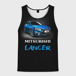 Майка-безрукавка мужская Mitsubishi Lancer, цвет: 3D-черный