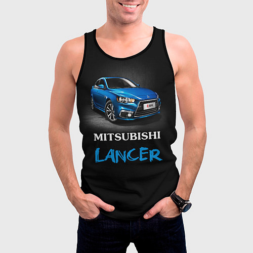 Мужская майка без рукавов Mitsubishi Lancer / 3D-Черный – фото 3
