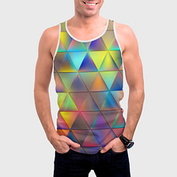 Майка-безрукавка мужская Разноцветные треугольники, цвет: 3D-белый — фото 2