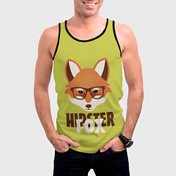 Майка-безрукавка мужская Hipster Fox, цвет: 3D-черный — фото 2