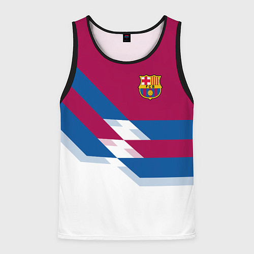 Мужская майка без рукавов Barcelona FC: White style / 3D-Черный – фото 1