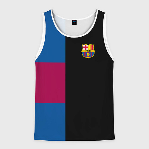 Мужская майка без рукавов Barcelona FC: Black style / 3D-Белый – фото 1