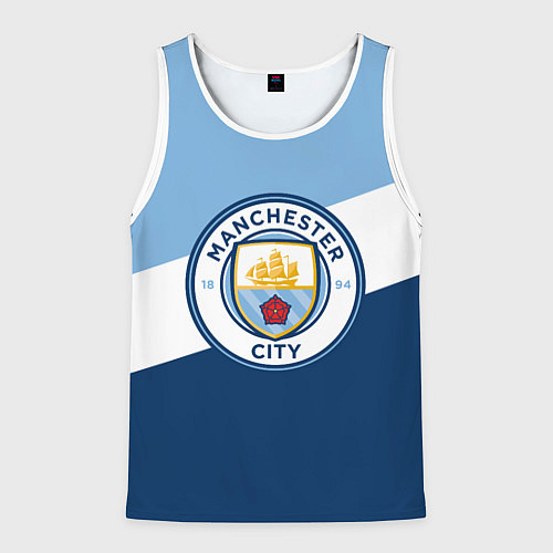 Мужская майка без рукавов FC Manchester City: Colors / 3D-Белый – фото 1