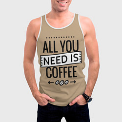 Майка-безрукавка мужская All you need is coffee, цвет: 3D-белый — фото 2