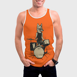 Майка-безрукавка мужская Drums Fox, цвет: 3D-белый — фото 2