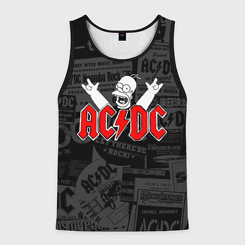 Мужская майка без рукавов AC DC - Homer Simpson / 3D-Черный – фото 1