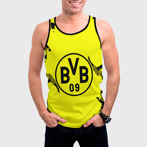 Мужская майка без рукавов FC Borussia Dortmund: Yellow & Black / 3D-Черный – фото 3