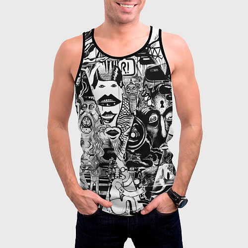 Мужская майка без рукавов Стикербомбинг / 3D-Черный – фото 3