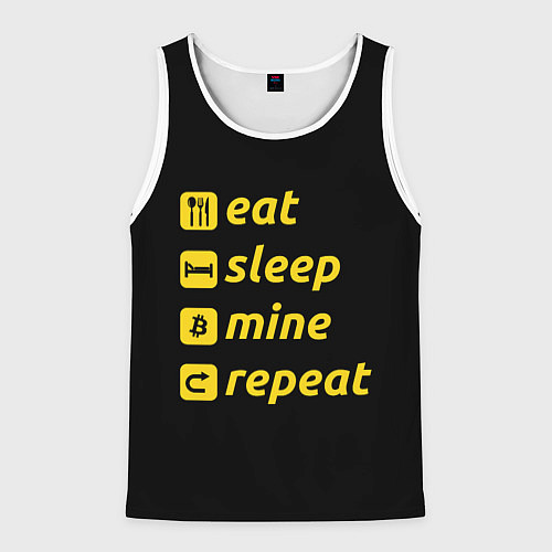 Мужская майка без рукавов Eat Sleep Mine Repeat / 3D-Белый – фото 1