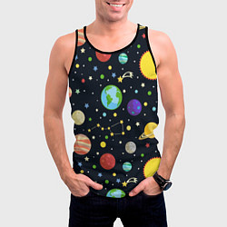 Майка-безрукавка мужская Солнечная система, цвет: 3D-черный — фото 2