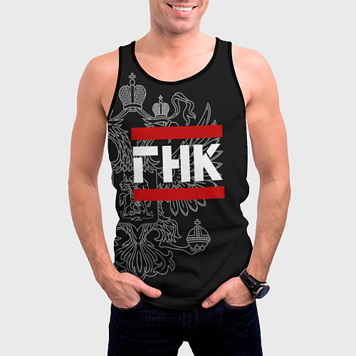 Мужская майка без рукавов ГНК: герб РФ / 3D-Черный – фото 3