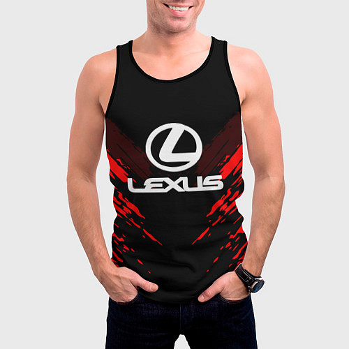 Мужская майка без рукавов Lexus: Red Anger / 3D-Черный – фото 3