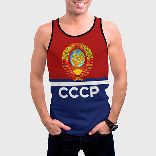 Мужская майка без рукавов СССР: Спортсмен / 3D-Черный – фото 3