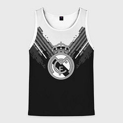 Майка-безрукавка мужская FC Real Madrid: Black Style, цвет: 3D-белый
