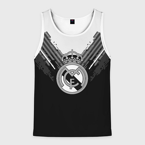 Мужская майка без рукавов FC Real Madrid: Black Style / 3D-Белый – фото 1