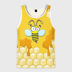 Майка-безрукавка мужская Веселая пчелка, цвет: 3D-белый