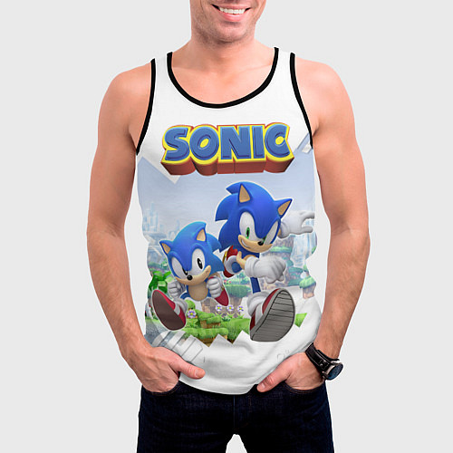 Мужская майка без рукавов Sonic Stories / 3D-Черный – фото 3