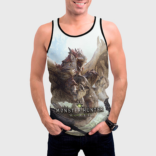 Мужская майка без рукавов Monster Hunter: World / 3D-Черный – фото 3