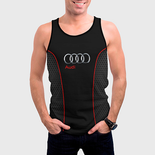 Мужская майка без рукавов Audi Style / 3D-Черный – фото 3