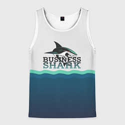 Майка-безрукавка мужская Business Shark, цвет: 3D-белый
