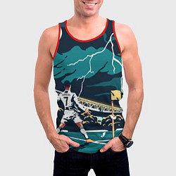 Майка-безрукавка мужская Ronaldo lightning, цвет: 3D-красный — фото 2