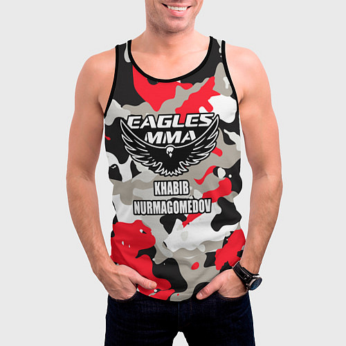 Мужская майка без рукавов Khabib Nurmagomedov: Red Camo / 3D-Черный – фото 3