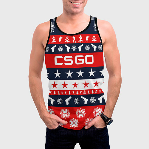 Мужская майка без рукавов CS:GO New Year / 3D-Черный – фото 3