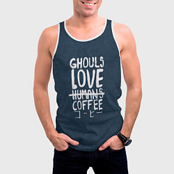 Майка-безрукавка мужская Ghouls Love Coffee, цвет: 3D-белый — фото 2