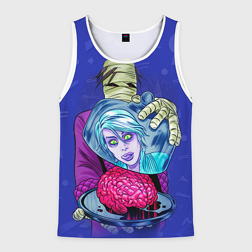 Мужская майка без рукавов I-ZOMBIE с мумией и мозгами / 3D-Белый – фото 1