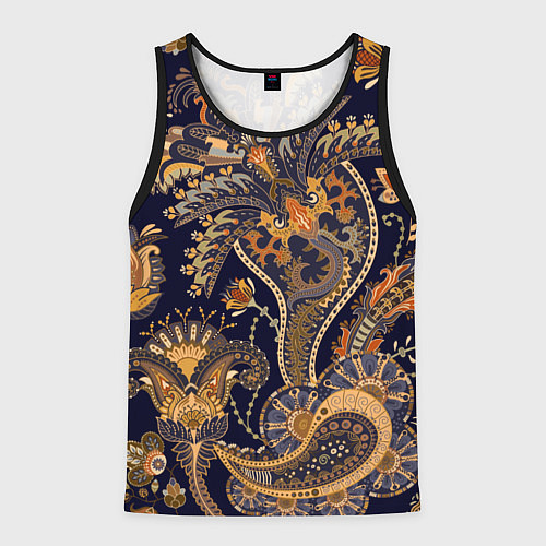 Мужская майка без рукавов Орнамент пейсли - золотой / 3D-Черный – фото 1