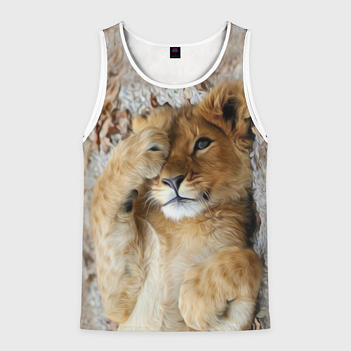Мужская майка без рукавов Львенок / 3D-Белый – фото 1