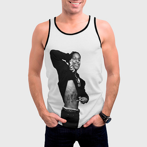 Мужская майка без рукавов ASAP Rocky: White Fashion / 3D-Черный – фото 3