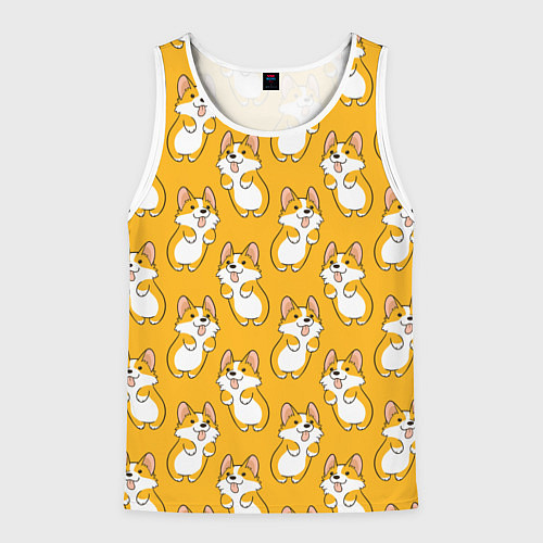 Мужская майка без рукавов Корги паттерн / 3D-Белый – фото 1