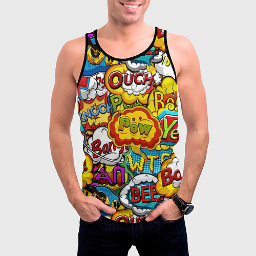 Мужская майка без рукавов Звуки комиксов / 3D-Черный – фото 3
