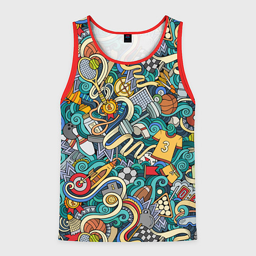 Мужская майка без рукавов Спортивный коллаж / 3D-Красный – фото 1