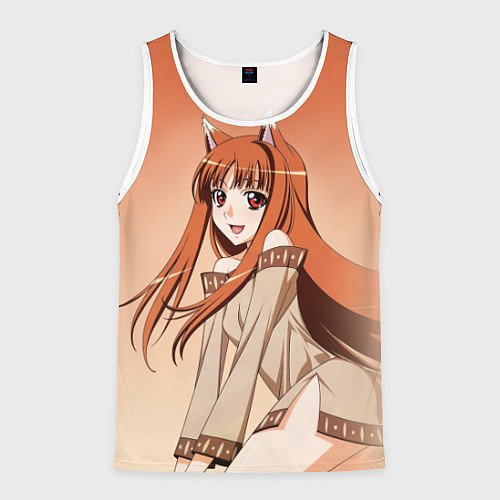 Мужская майка без рукавов Милая аниме девочка-оборотень - Волчица и пряности / 3D-Белый – фото 1