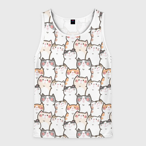 Мужская майка без рукавов Кошки котики коты / 3D-Белый – фото 1