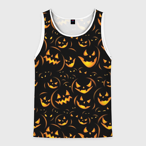 Мужская майка без рукавов Тыквы на хэллоуин - паттерн / 3D-Белый – фото 1