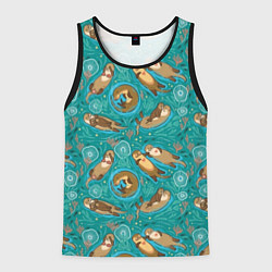 Мужская майка без рукавов Весёлые выдры - семейство